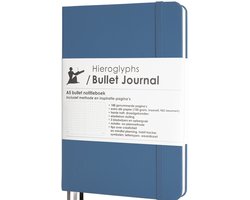 Hieroglyphs Bullet Journal - Notitieboek A5 - 100 Grams Papier - met Handleiding en Inspiratie - Hardcover Notebook Dotted - Petrol Blue