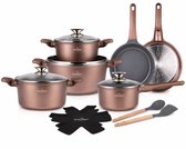 Swiss Haus® BP3014CO Pannenset Inductie - 14 Delige Pannensets - PFAS Vrij - Set Met Koekenpannen, Kookpotten & Steelpan - Pannen Voor Alle Warmtebronnen - Pan met Sapphire™ Antiaanbaklaag - Koper
