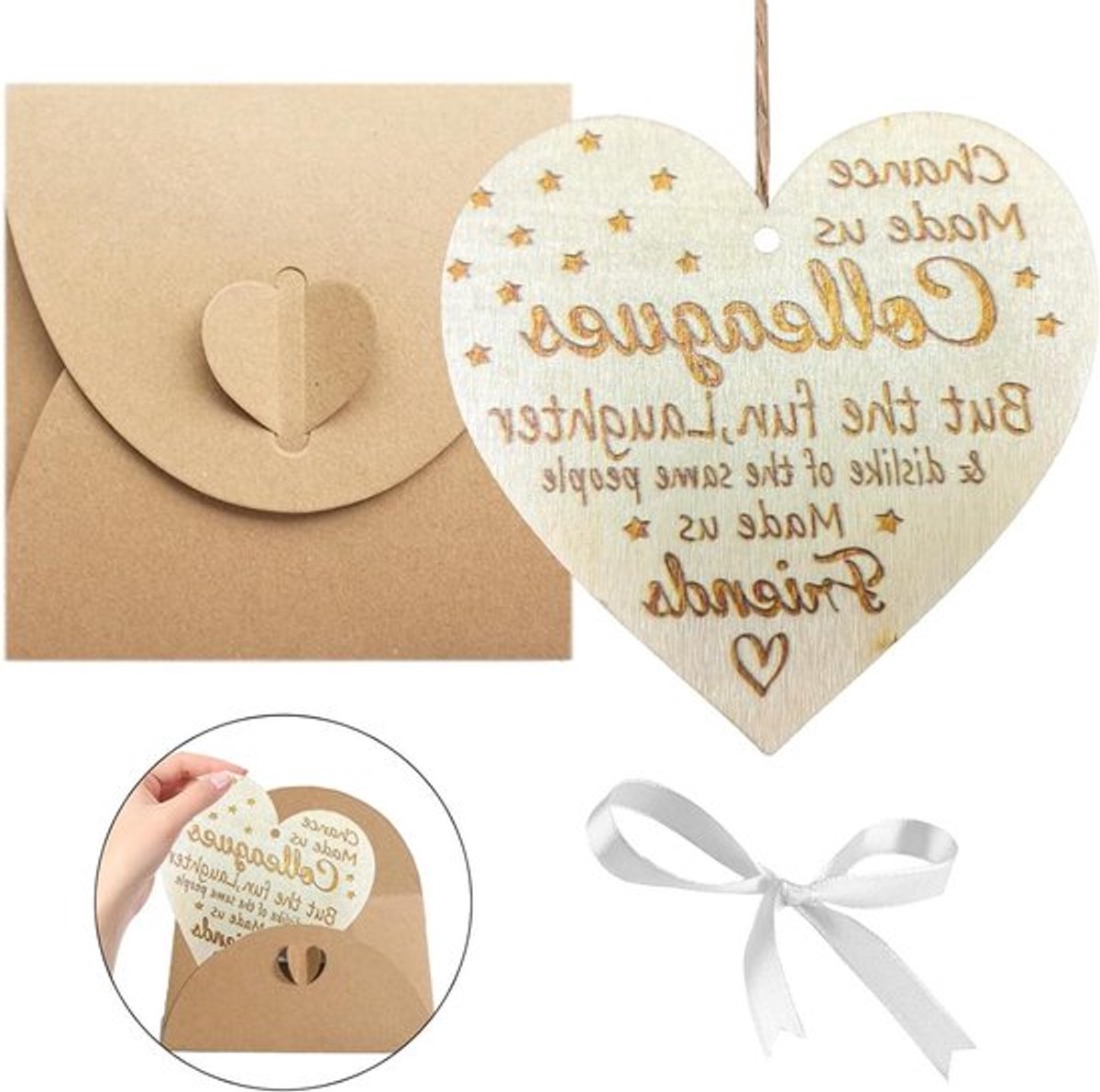 Houten kaart vriendin cadeau met geschenken envelop - Inovra Plus