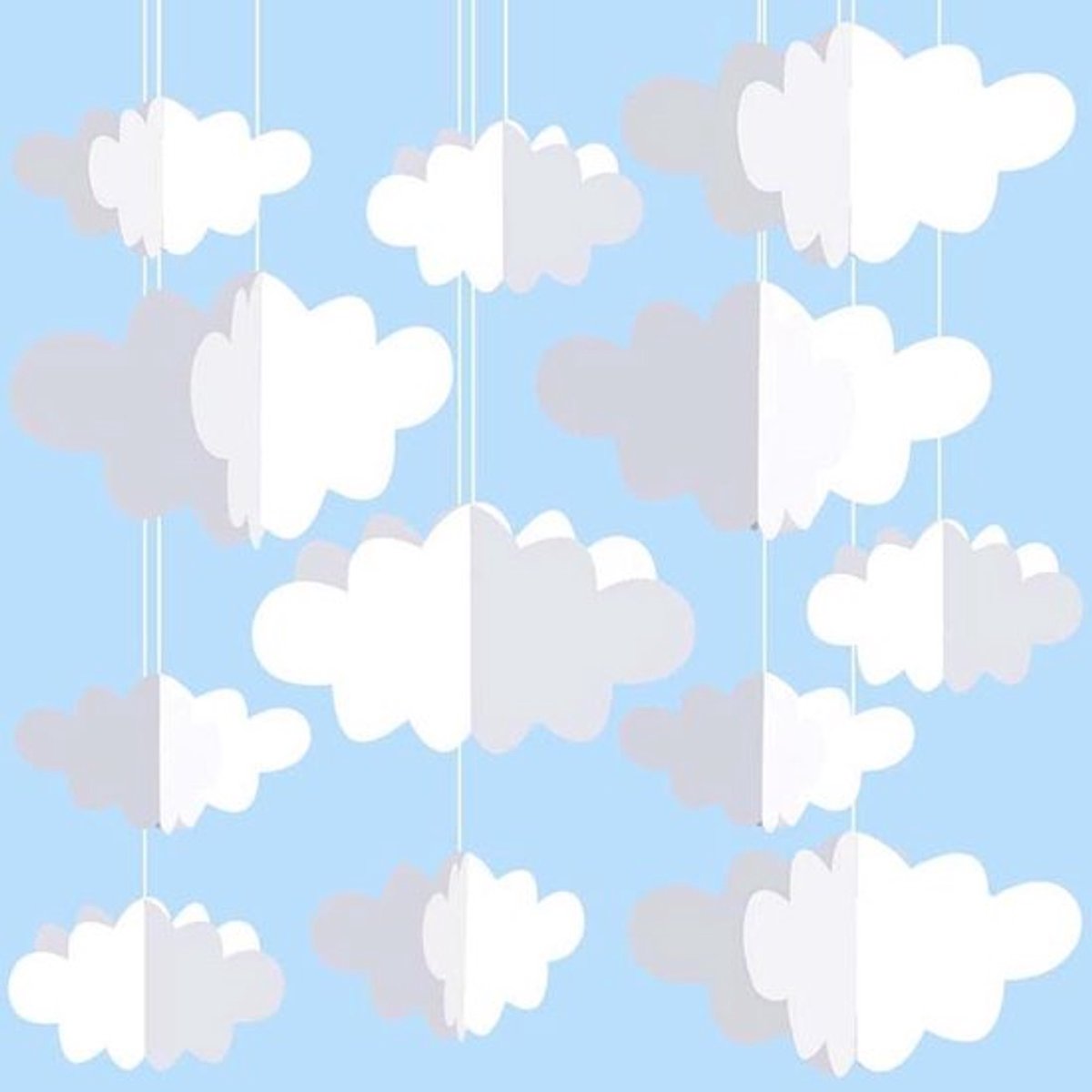 Set 3D-wolken voor babyshower - Inovra Plus, 16 stukken