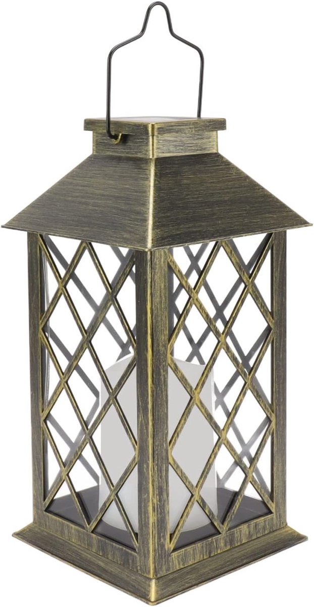 Decoratieve Lantaarn - Hanglamp - Buiten Sfeer - Op Zonne-energie - 31x17x17 cm - Brons