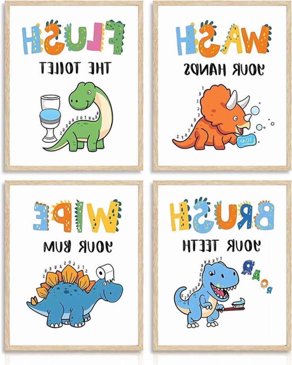 Inovra Plus - Dinosauren Badkamer Decoratie Poster Set