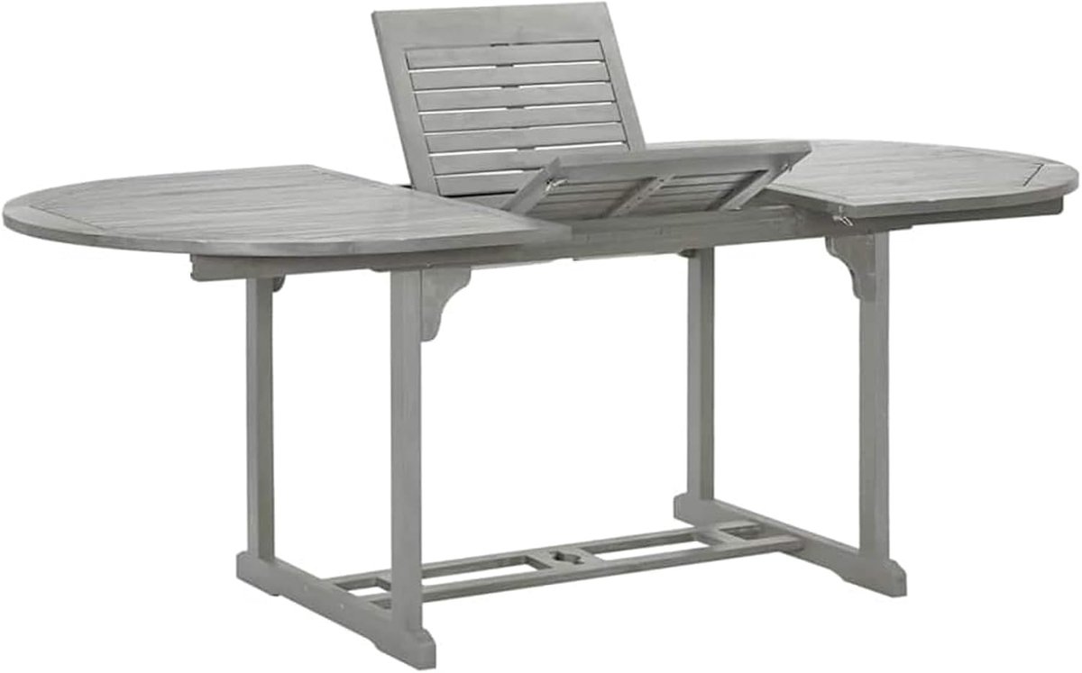 Tuin eettafel - Terras tafel - Buiten dineren - Verstelbaar acaciahout - 150-200 cm - Grijs