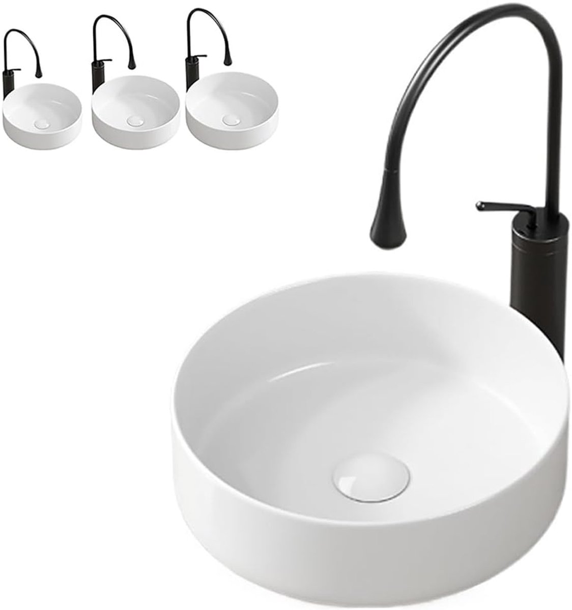 Badkamerwastafel Rond - Mini waskom - Ruimte Besparen - Keramisch Vakmanschap - 305 cm - Wit