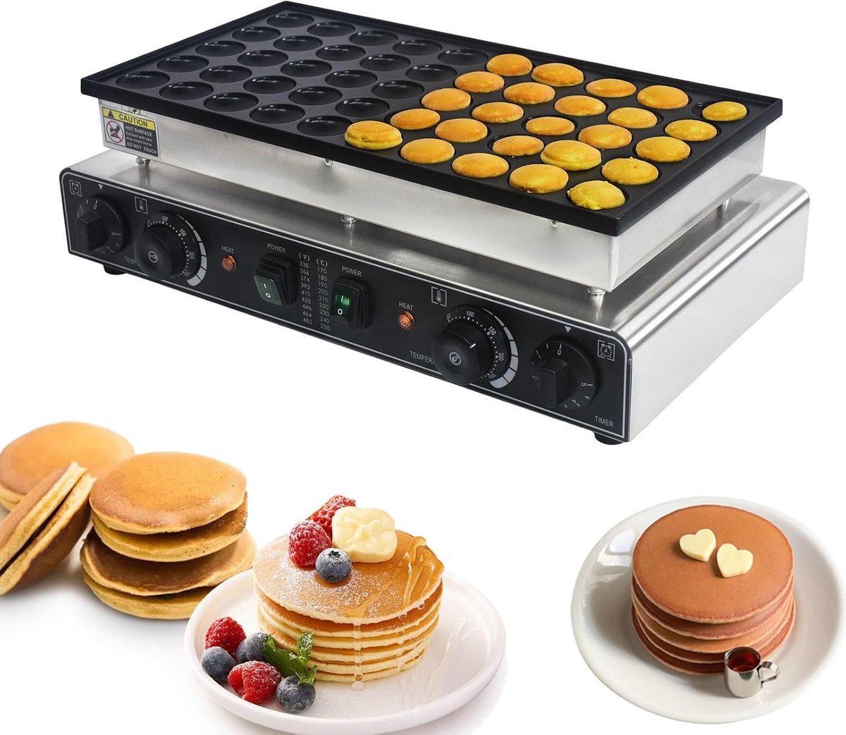 Pannenkoekenmaker - Mini Poffertjes Apparaat - Snel Bakken - 50 Gaten - 1700W - Zilver