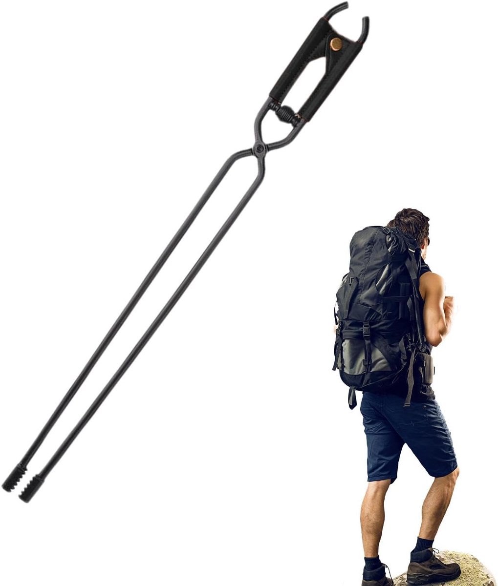 Vuurtang - Houtklem - Vuurplaats Onderhoud - Veilig PU-dekking - 44 cm - Zwart