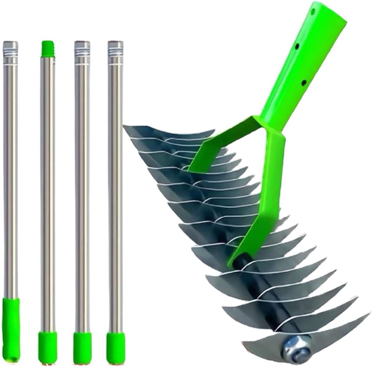 Gereedschap Verwijderen Dood Gras - Bodemlosmaker Hark - Gazon Onderhoud - Verstelbare Dubbele Kop - 170 cm Lengte - Niet gespecificeerd