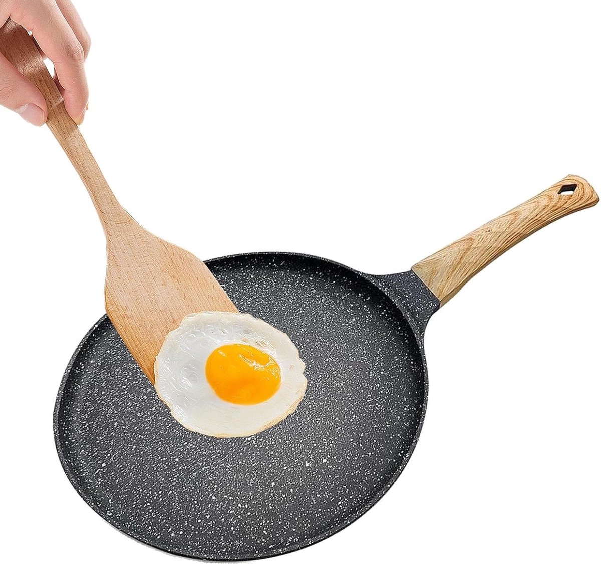Crêpe Pan - Pannenkoekenpan Ei - Veelzijdig Koken - Anti-aanbaklaag - 24 cm - Zwart