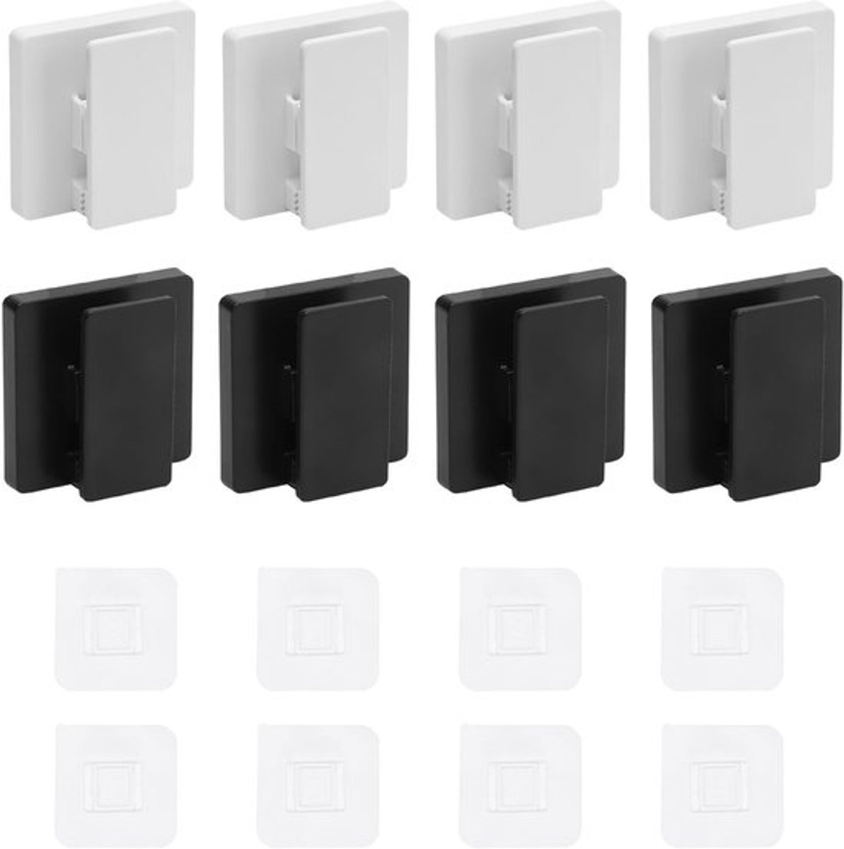 Zeynomax - Zelfklevende Wandclips - 8 Stuks - Handige bevestiging - 6x6 cm - Zwart