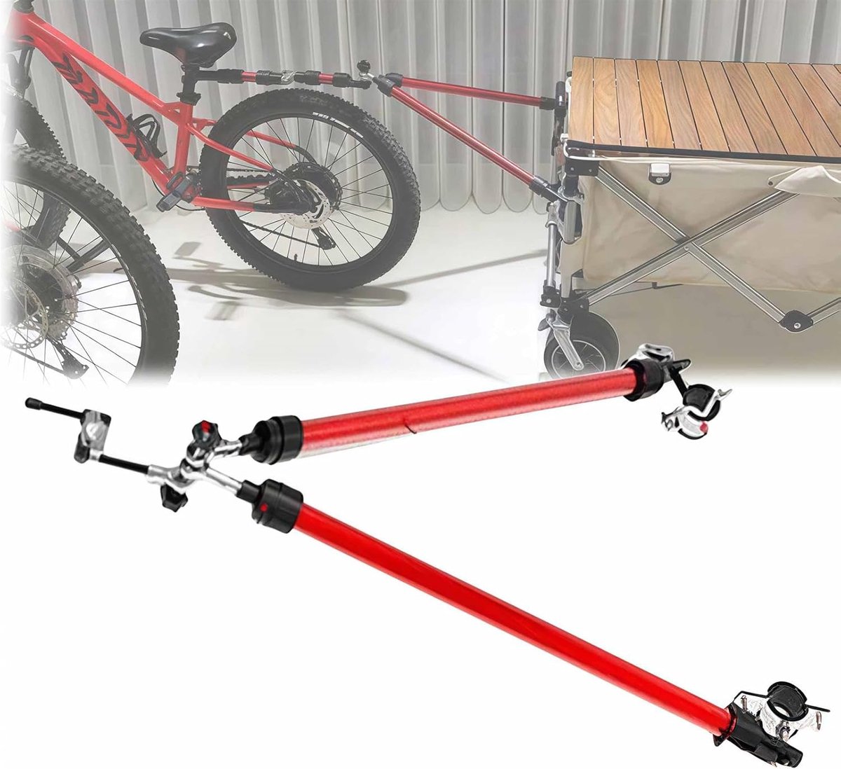 Fietskar Koppeling - Aanhangerbevestiging Fiets - Vervoer Kinderen en Boodschappen - Roestvrij Staal - 50 kg Draagvermogen - Zilver