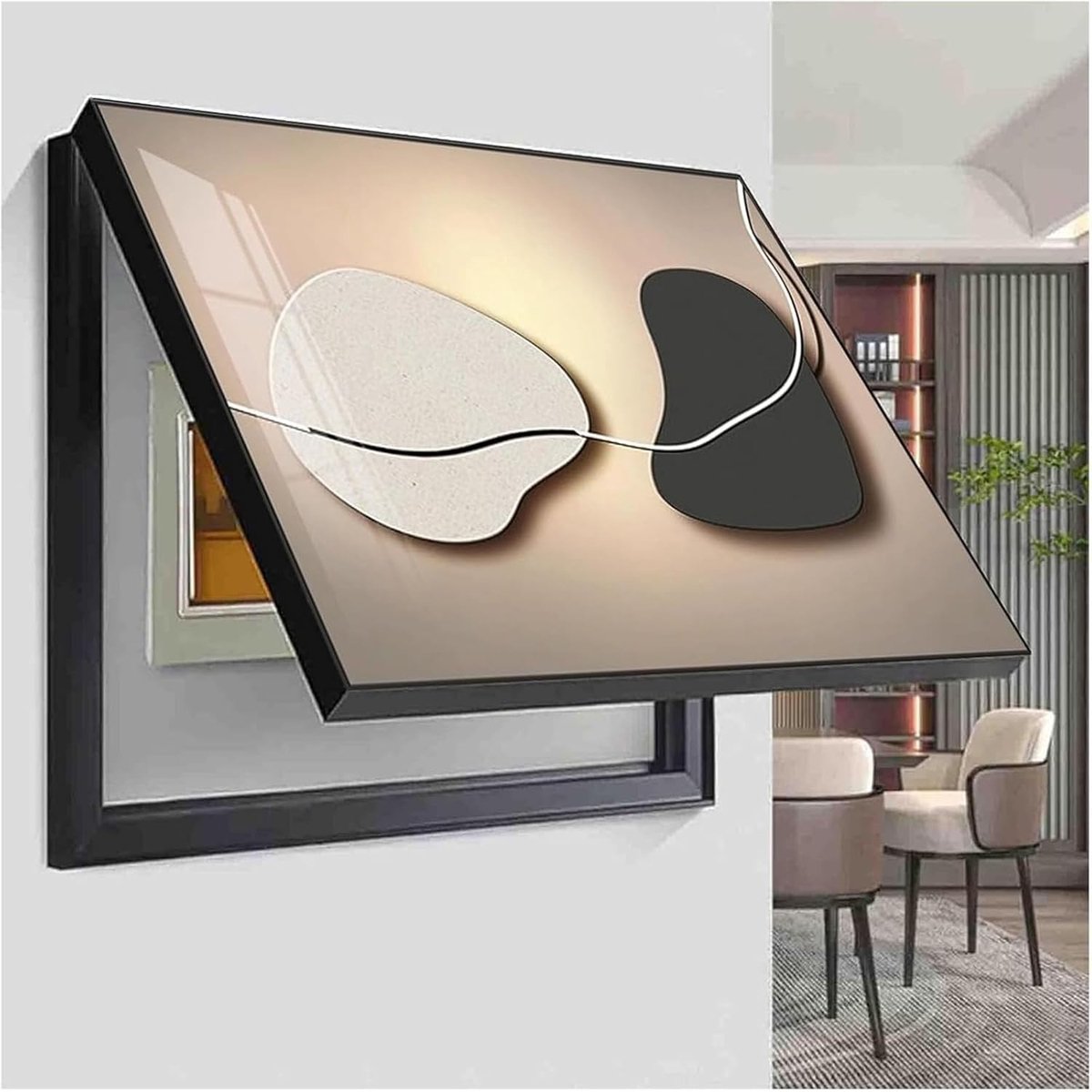 Zekeringkast Afdekking - Meterkast Decoratie - Woonruimte Verfraaien - Kristalheldere Afwerking - 60x50 cm - Zwart