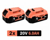 18V Accu Geschikt voor DeWalt XR – 2 Stuks - 6.0Ah 6000mAh Li-Ion Batterij – Compatibel met DCB180 DCB181 DCB182 DCB183 DCB184 DCB185