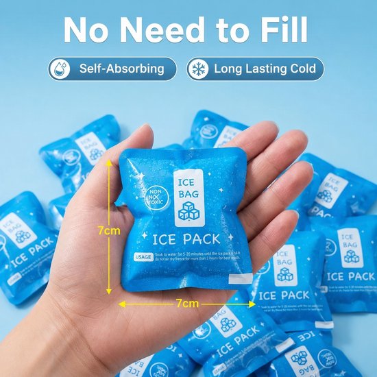 K&R FreezePack Mini - 10x Mini IJspack 7 x 7 cm - Herbruikbare Koelelementen - Koelzak - Lunchbox - Koeltas - Camping — afbeelding 2