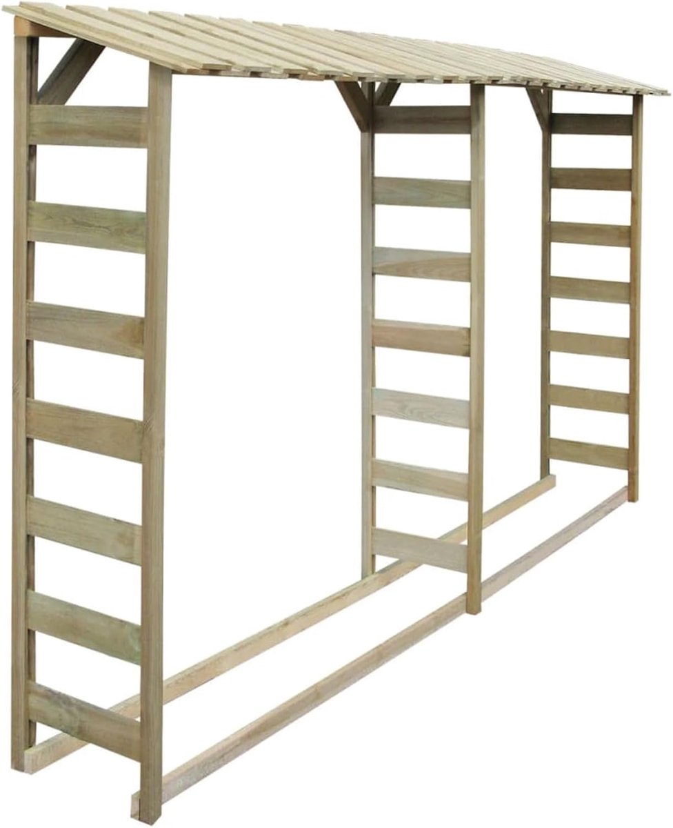 Houtopslag Huis - Houtopslag Schuur - Openhaardhout Opslag - Druk Geïmpregneerd - 300 cm Lengte - Groen