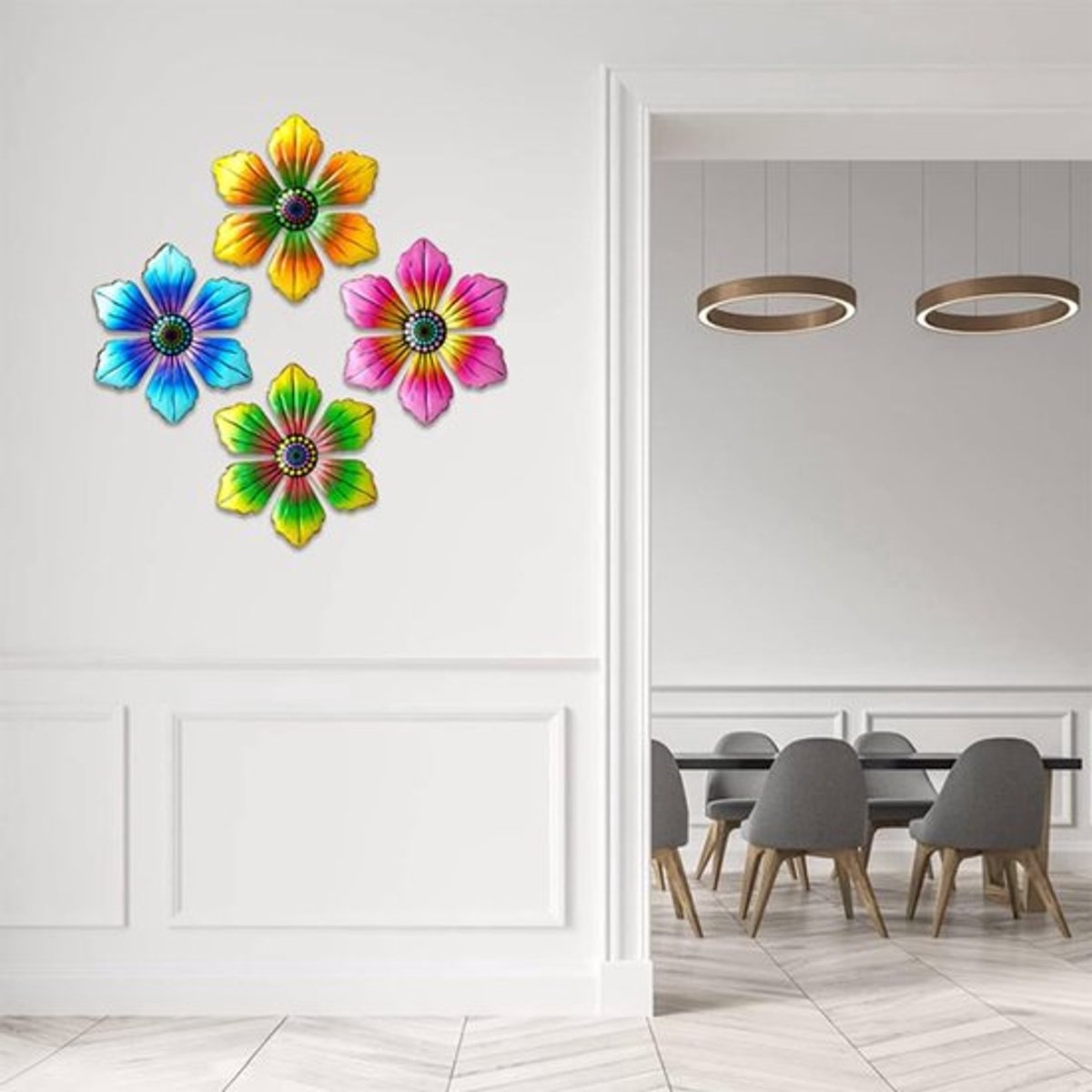 Dailygoods- Bloemenmuurdecoratie Unieke Kunstdecoratie - Smeedijzeren Wanddecoratie