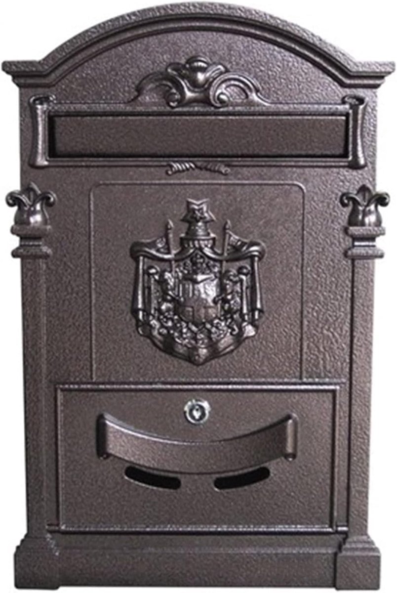 Wandmontage Brievenbus - Brievenbus Buiten - Post Ontvangen - Anti-roest Aluminium - 26 x 9 x 41 cm - Bruin