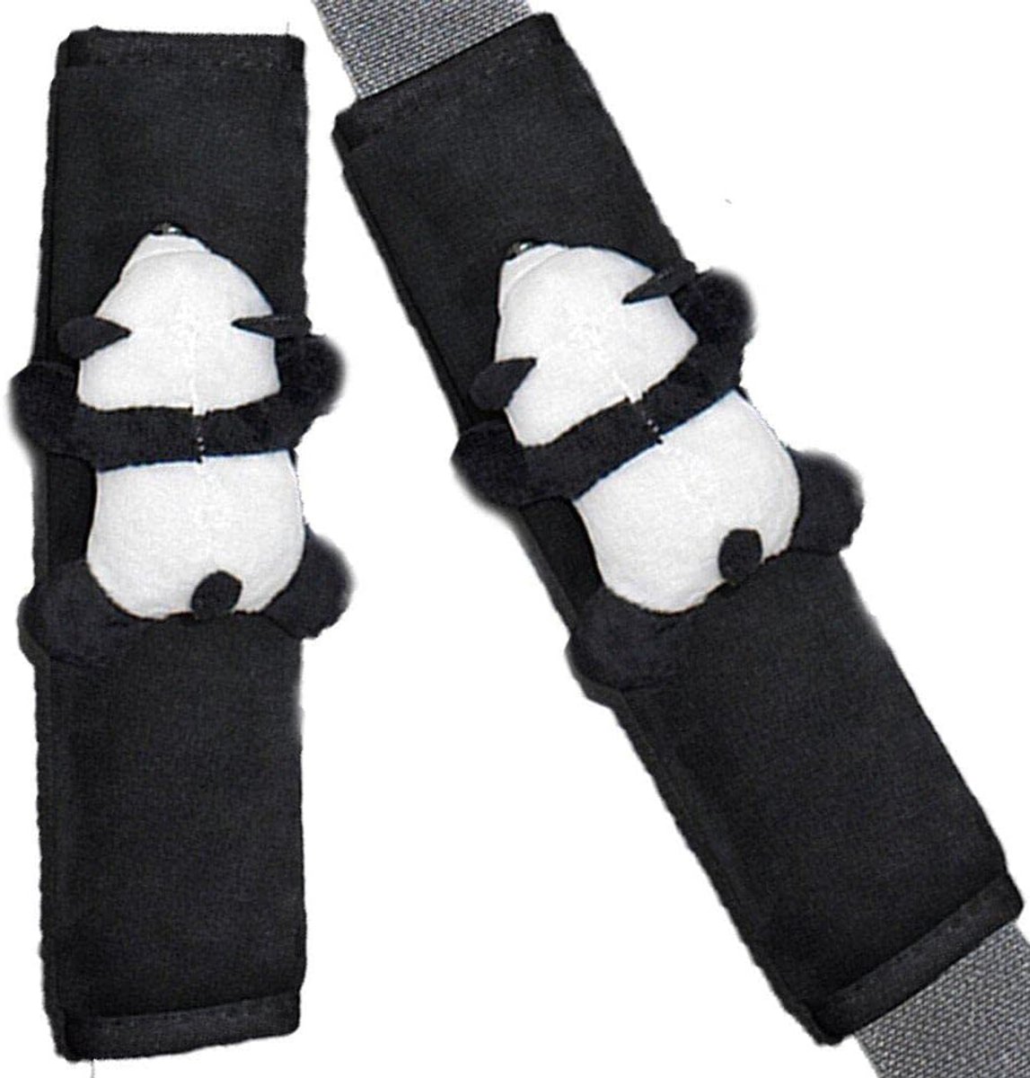 Autogordel Pad - Schouderbeschermer Gordel - Comfortabel Rijden - Zacht Pluche Materiaal - 26 x 6 cm - Wit Zwart