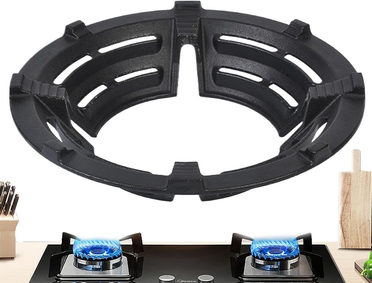 Wokring Gasfornuis Panhouder Rond Stabiel Koken Winddicht Ontwerp 26.5 cm Zwart