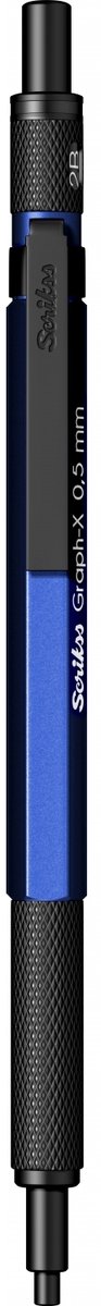 Scrikss Graph-X mechanisch potlood metaal | Grip van messing voor stevige en comfortabele houvast | Blauw 0.5mm