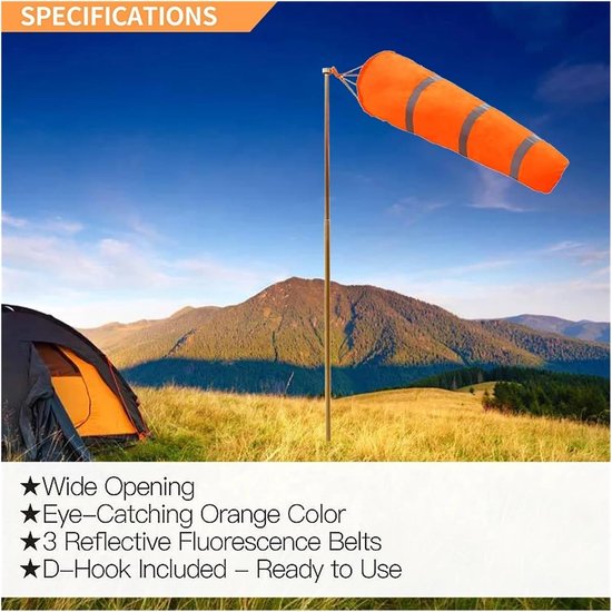 Windzak Buiten - Windmeter - Windrichting Meten - Hoge Zichtbaarheid - 80 cm - Rood Grijs — afbeelding 5