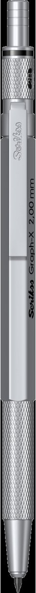 Scrikss Graph-X mechanisch potlood metaal | Grip van messing voor stevige en comfortabele houvast | Zilver 2.0mm