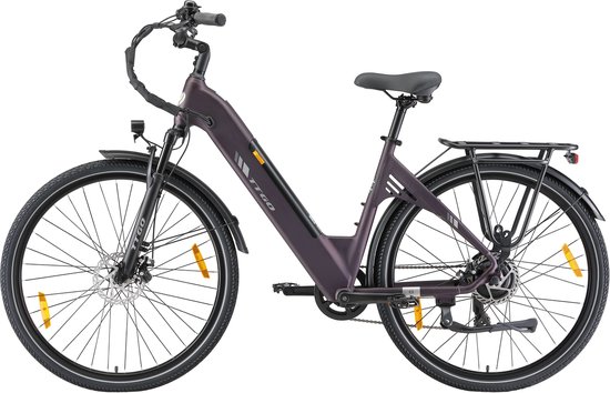 TTGO C3 Elektrische Fiets - 28 Inch E-Bike Stadsfiets - Tot 120 km Actieradius - 648Wh Accu met Hoge Capaciteit - Schijfremmen - Shimano 7 Versnellingen - Aluminium Frame - Maximaal Draagvermogen 125 kg - Paars