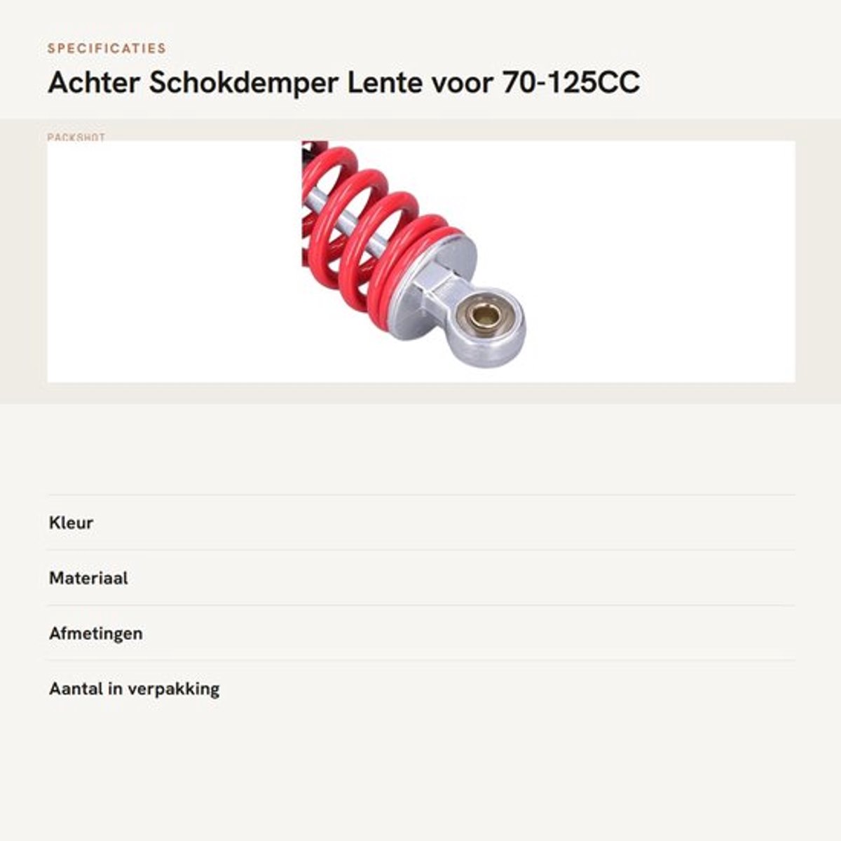 Schokdemper achter 250mm voor 70-125cc motor