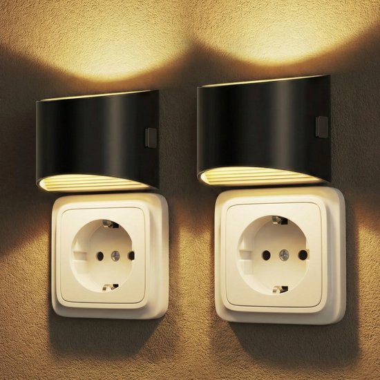 Glowy Nachtlampje Stopcontact - 2 Stuks - Nachtlampje met Bewegingssensor - Dimbaar - LED Nachtlamp (30/60/100 lm) - Warm Wit 3000K - Nachtlampje voor Kinderen & Volwassenen