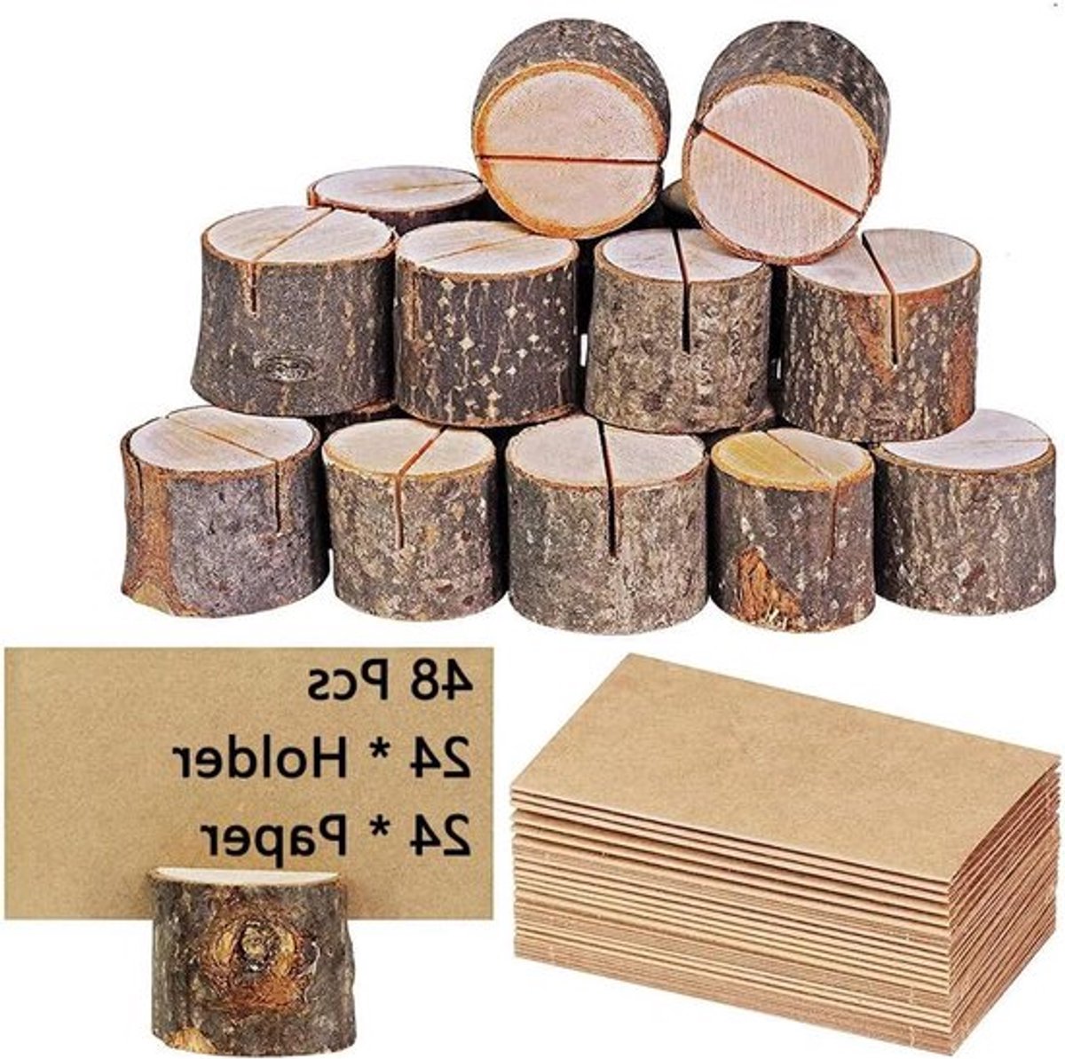 Set houten tafelkaarthouders Inovra Plus, 48 stukken