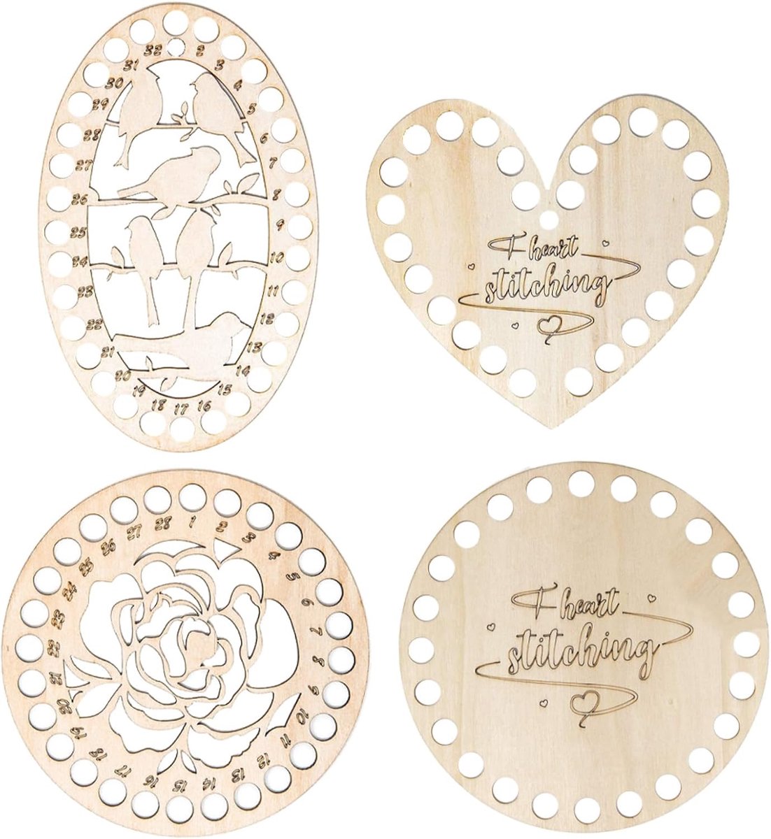 Borduurgaren Organizers - Draad Houders - Naaiwerk Sorteren - Houten Materiaal - 12 Stuks - Beige