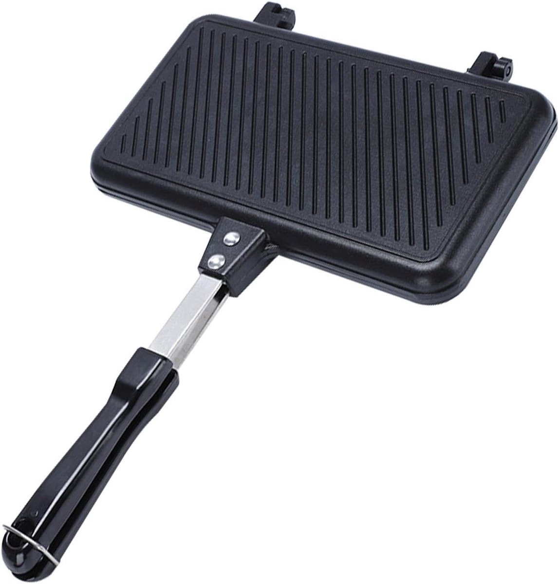Dubbelzijdige Grillpan Sandwichmaker Pan Snelle Maaltijden Afneembaar Ontwerp 24 cm Breed Zwart
