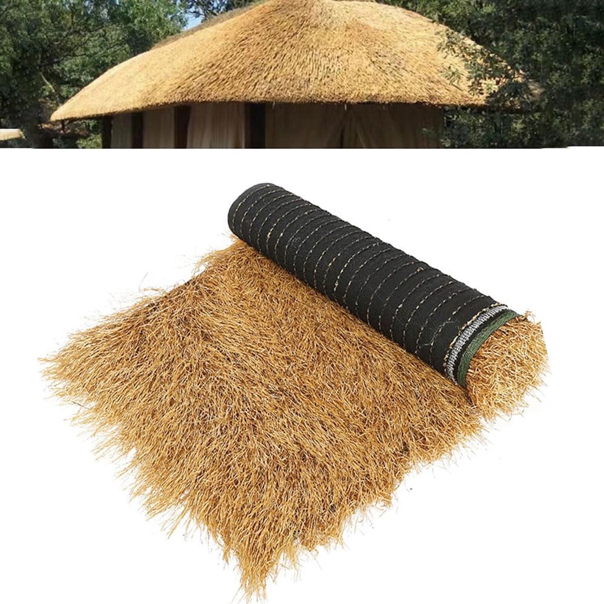 Kunststro Rol - Decoratie Riet - Tuin Decoratie - Weerbestendig Materiaal - 1 x 2 m - Natuurlijk