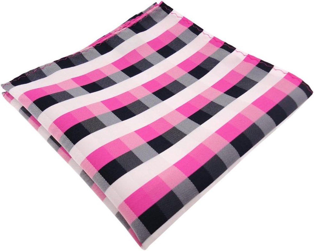 Zakdoek - Accessoire Heren - Feestelijke Gelegenheid - Klassiek Ruitpatroon - 30x30 cm - Roze Blauw Wit