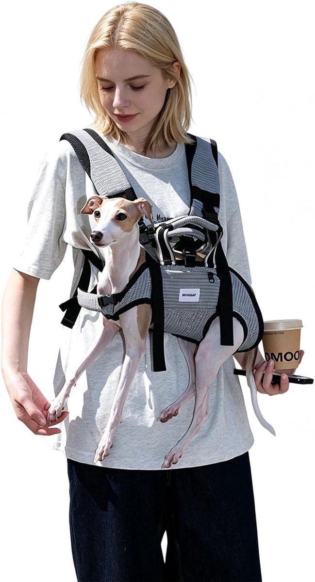 Huisdier Rugzak - Draagtas Hond - Comfortabel Vervoer - Ademende Koeling - Tot 15 kg - Grijs