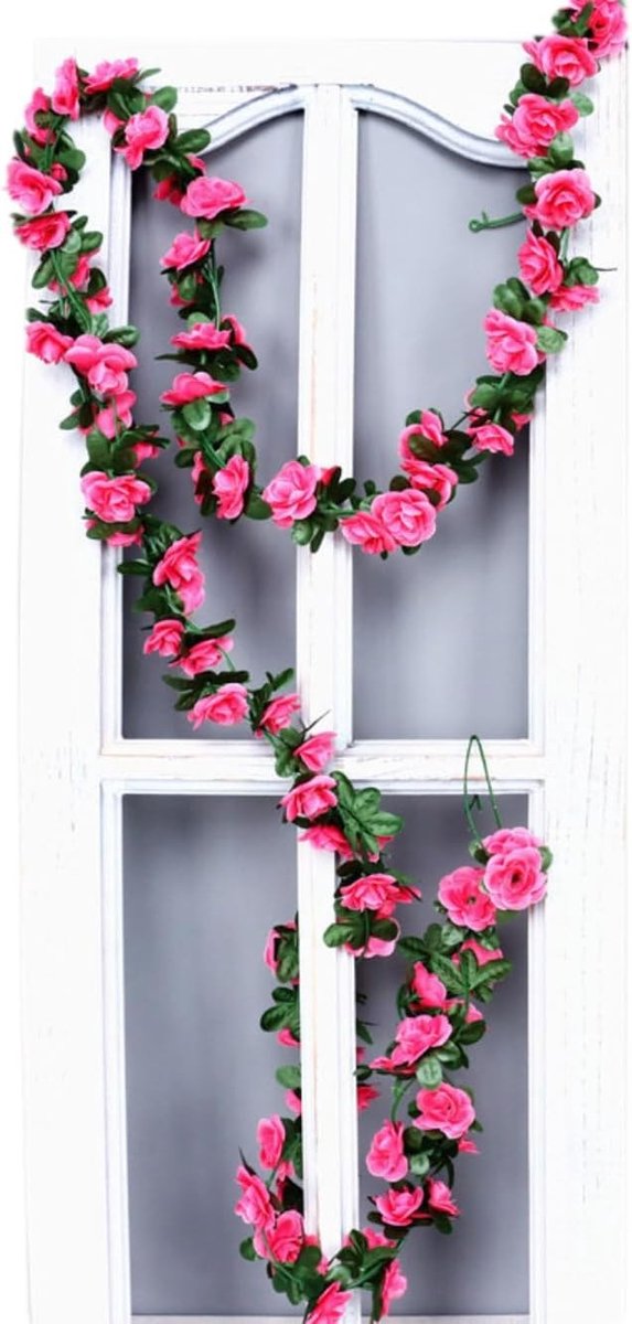 Kunstrozenslinger 250 cm - Decoratieve Bloemenkrans - Kunstbloemen - Slinger voor Bruiloft - Wanddecoratie - Zijde Rozen - Bloemenslinger