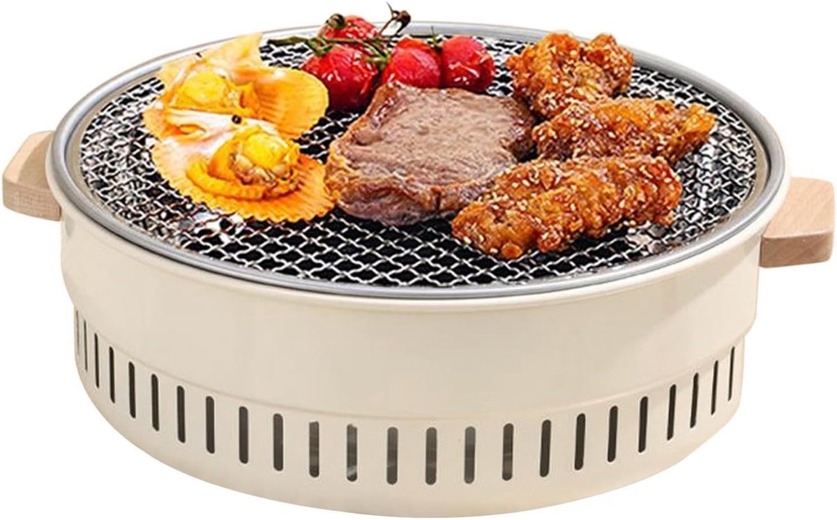 Kleine Houtskoolgrill Hibachi Grill Draagbare Grill Vlees en Groenten Grillen Met Anti-verbranding Handgreep 30 cm Diameter