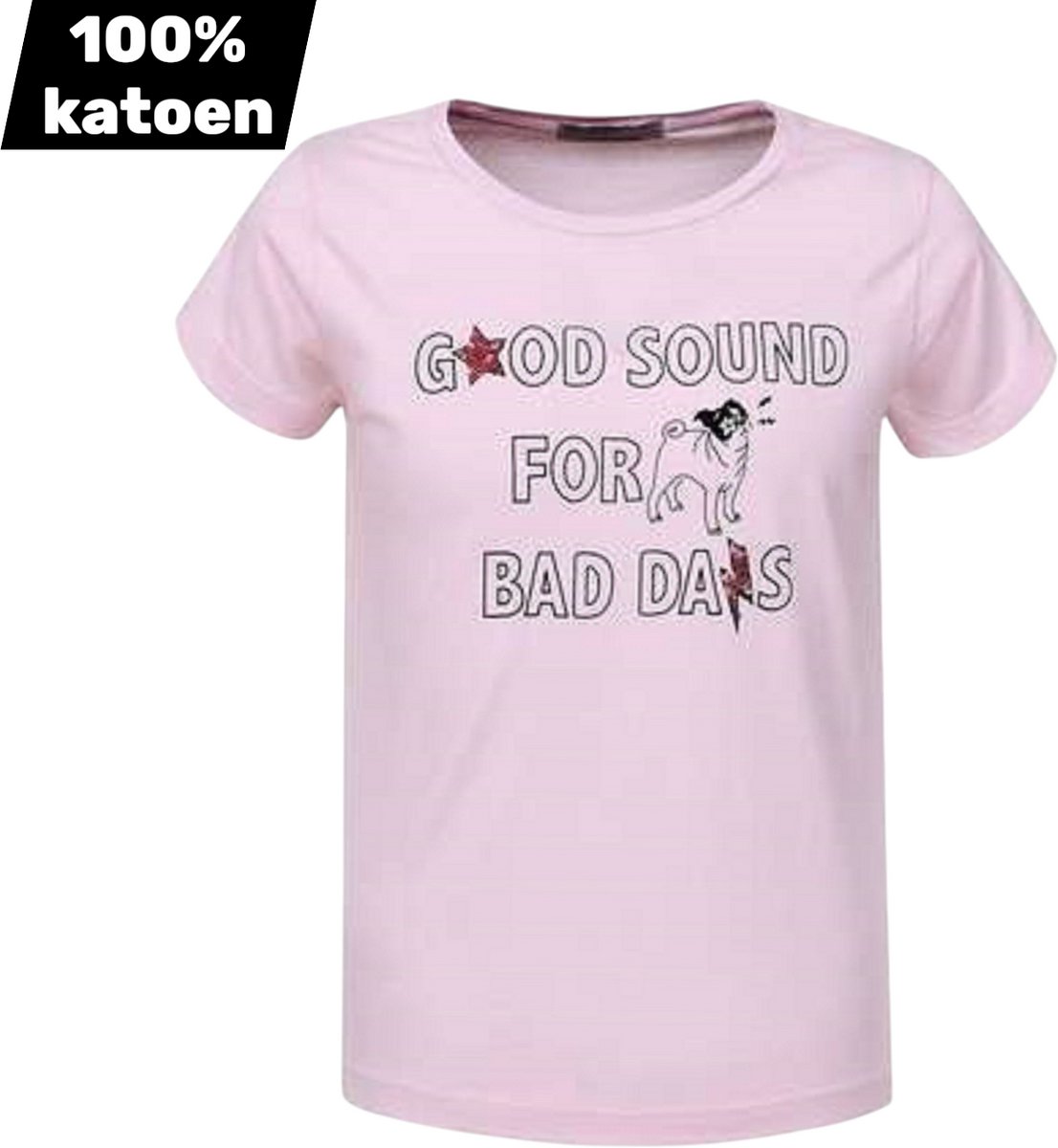 T-shirt 100% katoen good sound roze 152