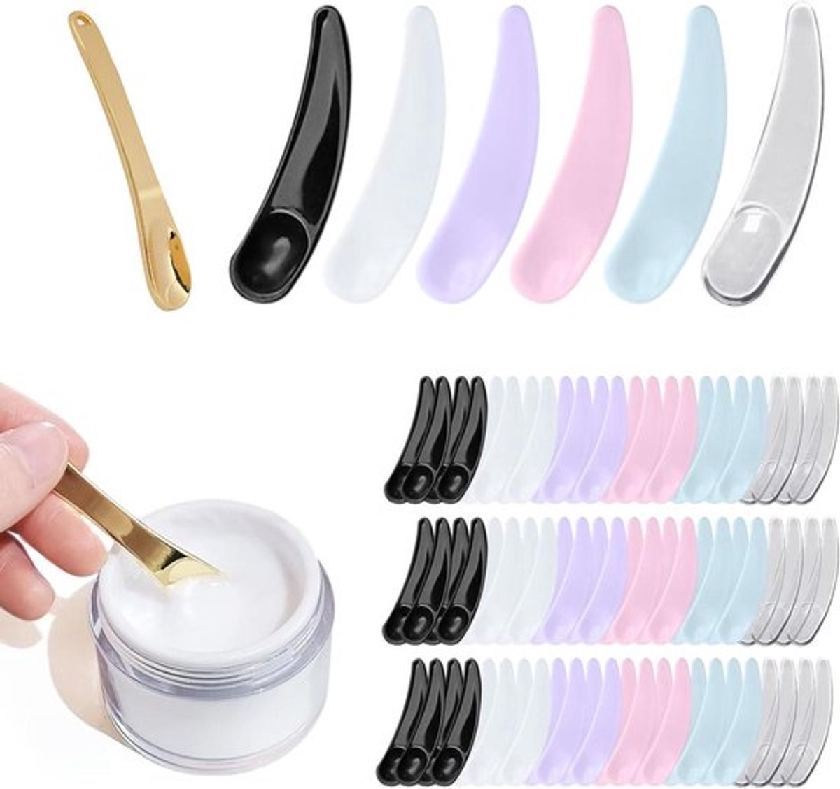 Cosmetische spatels Inovra Plus, 100 stuk plastic set