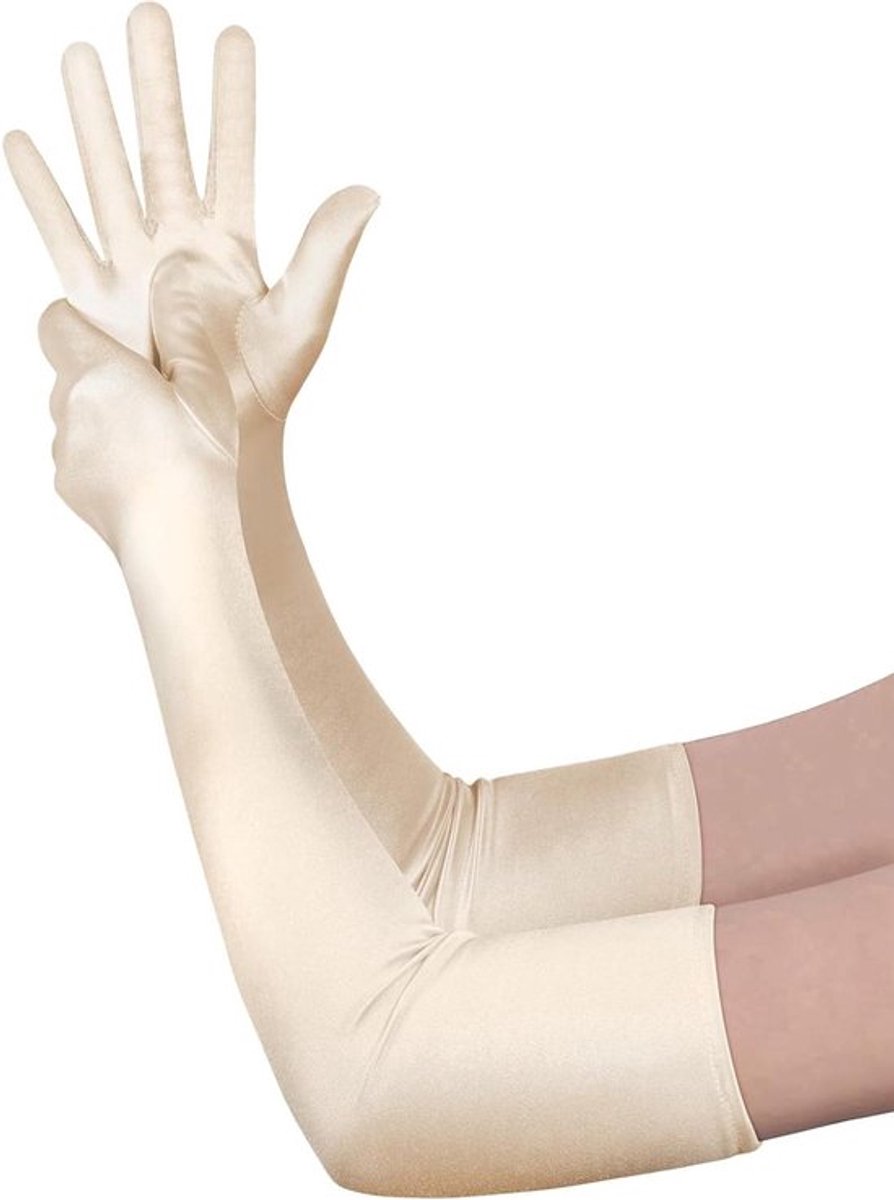 Lange satijnen handschoenen in zwart voor damen