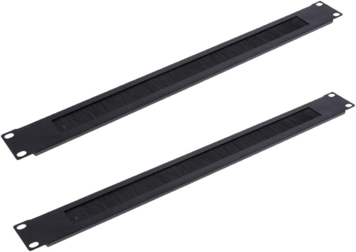 Rack Mount Blanke Plaat - Netwerk Borstel Panel - Kabelbeheer - Standaard 19 Inch - 1U - Zwart