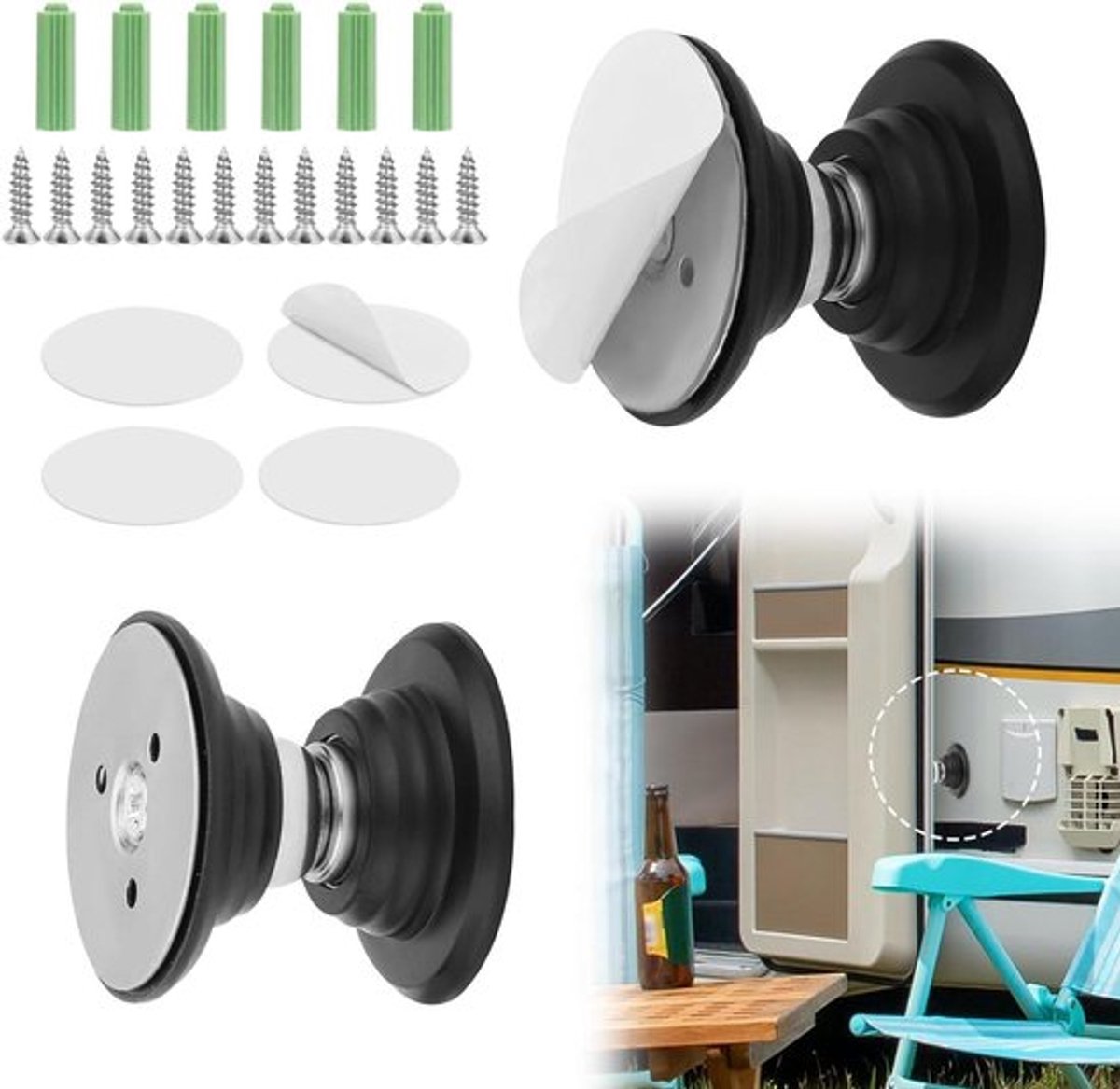 Set magnetische deuren klinken Allecto Plus voor campeens en