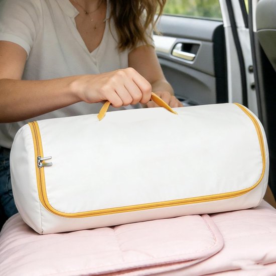 Compressie Tas - Ruimtebespaarder - Dekbedden Opbergen - Zelfborgende Wikkeling - 31 x 25 x 2 cm - Crèmekleurig — afbeelding 2