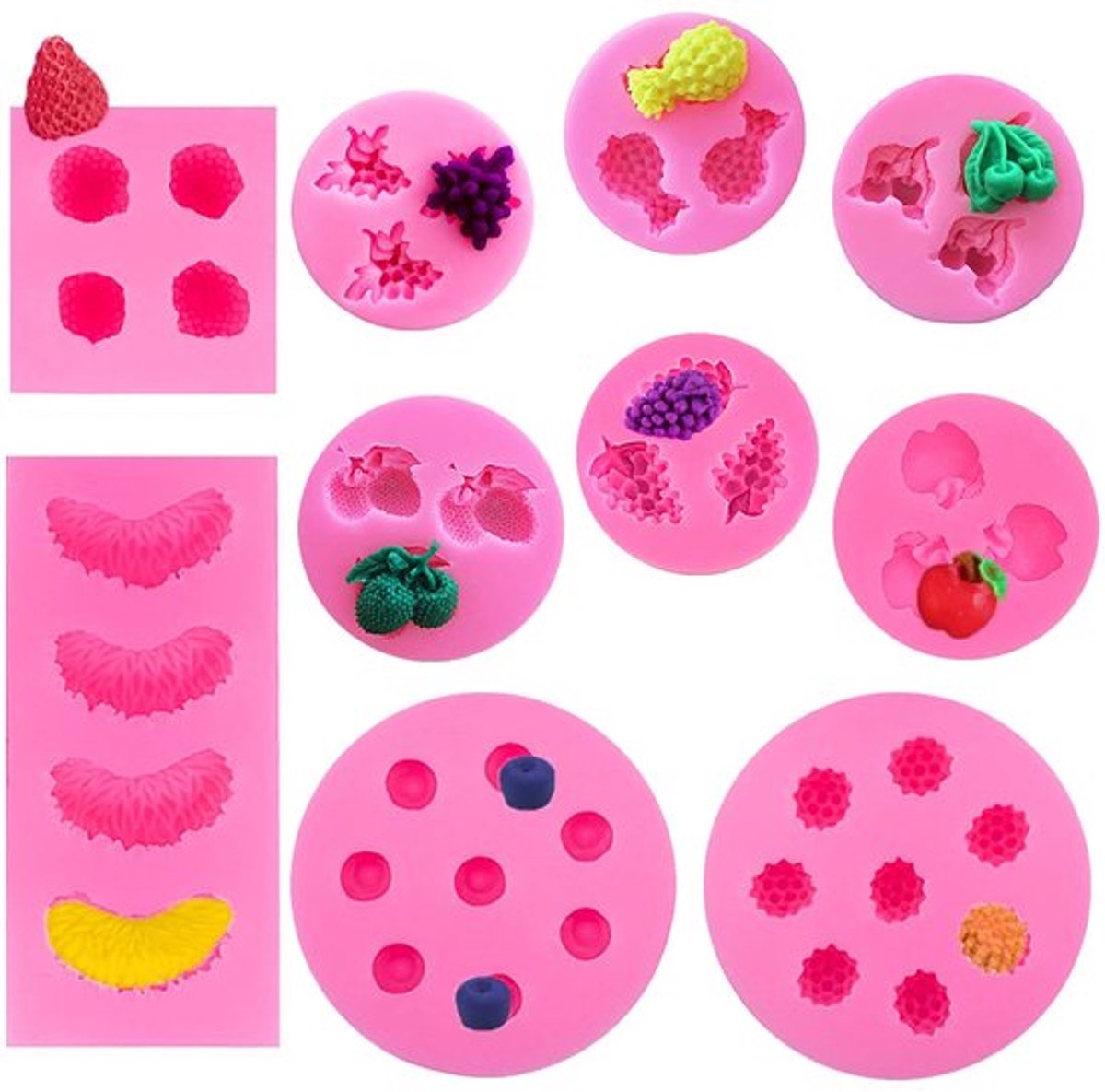 Allecto - Fruit Vormen Gelei Mallen - 3D Chocolade Mallen - Roze - Cake Decoratie