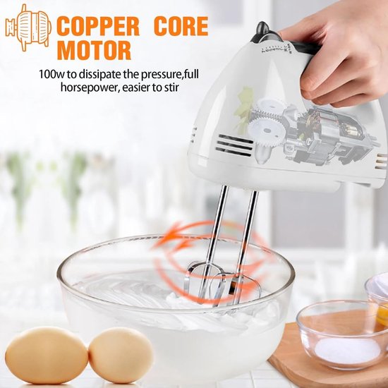 Handmixer Elektrisch - Keukenmixer Foodmixer - Bakken Ingrediënten Mixen - 7 Snelheden Instelbaar - 16x18cm - Zilver — afbeelding 3