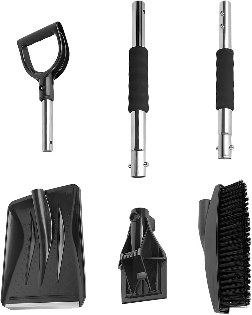 Sneeuwschuiver 3-in-1 - Sneeuwverwijderaar - Auto Vrij Maken - Uitschuifbare Stang - Tot 112 cm - Zilver