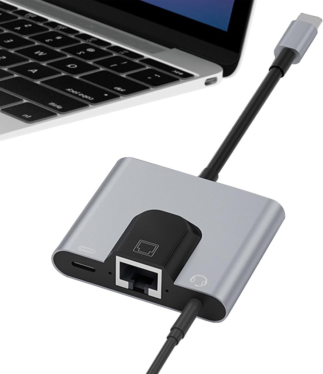 Ethernet Adapter - Netwerk Kabel - Stabiel Internet - Plug and Play - 14.9 cm - Grijs