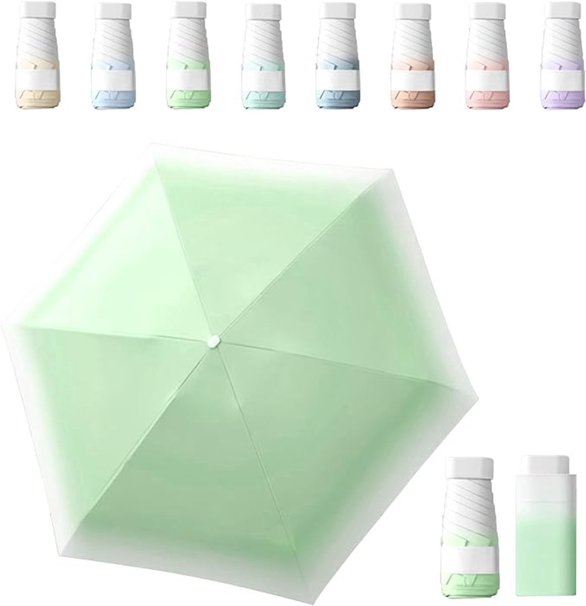 COOAU - Mini Zak UV Beschermings Parasol - UPF 50+ Compact Opvouwbare Zonnescherm - Lichtgewicht Kleine Capsule Paraplu voor Vrouwen Buiten Reizen Zon en Regen