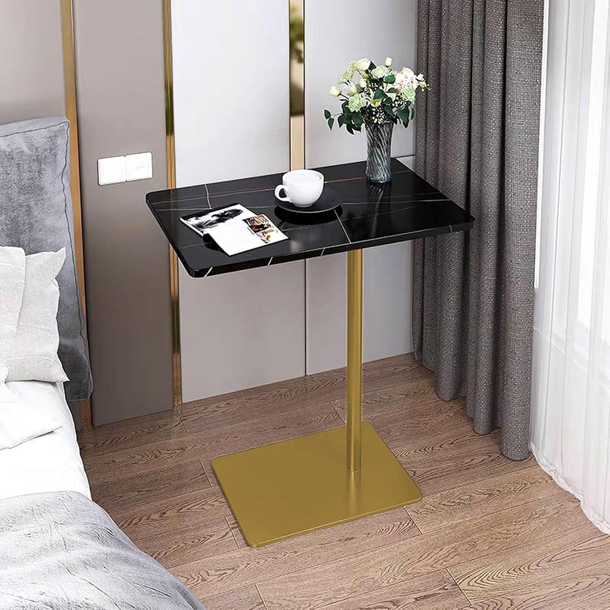 Bijzettafel - Kleine tafel - Woonkamer decoratie - Stevige constructie - 48x33x55cm - Naturel