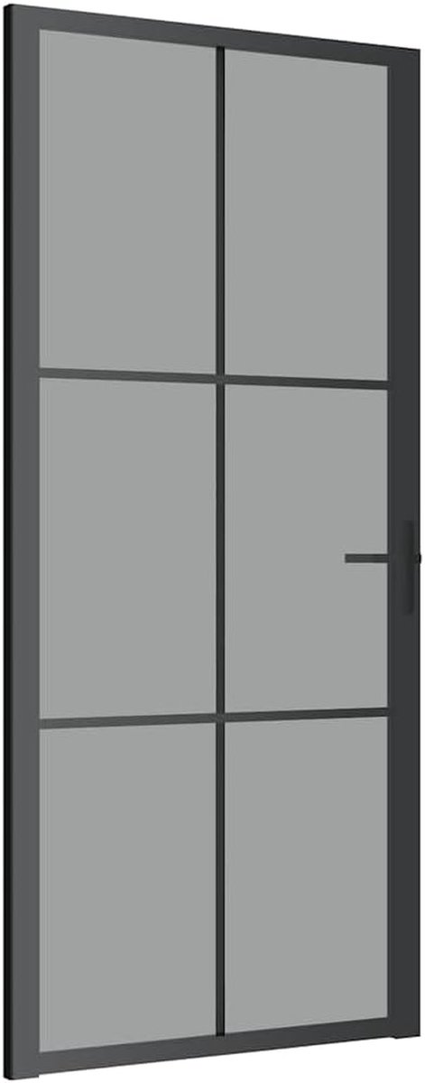 Binnendeur Glas - Kamerdeur Modern - Stijlvolle Overgang - Gehard Glas Aluminium - 93x2015 cm - Zwart