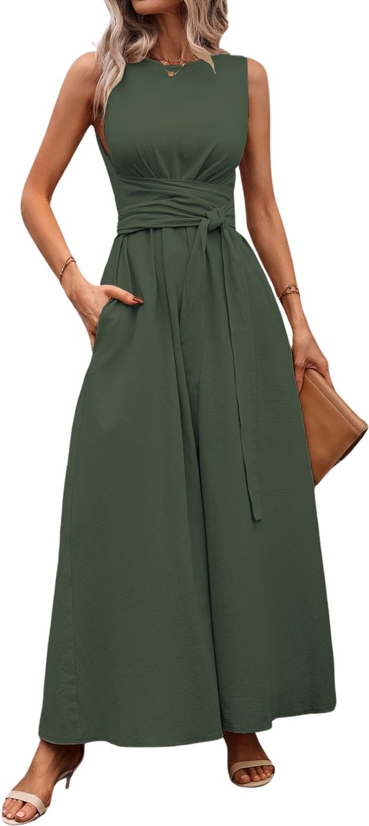 Currero Zomerjurk Dames Zomerjurken Volwassenen Vrouwen Midi Jurk Ibiza Stijl Sundress Dress L Donkergroen